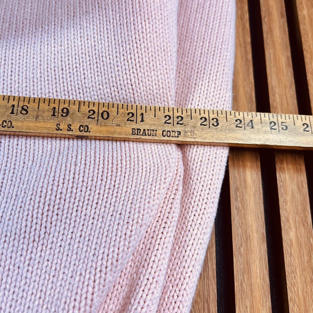 H&M Light Pink Long-Sleeved Sweater in Rib-Knit Cotton with V-Neck Womens Size L - Picture 6 of 9